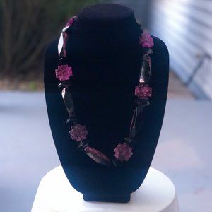 Purple and black Amethyst stone necklace